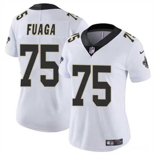 Womens New Orleans Saints #75 Taliese Fuaga White 2024 Draft Vapor Stitched Game Jersey Dzhi->women nfl jersey->Women Jersey